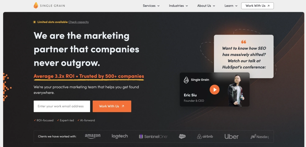 Single Grain Top Digital Marketing Agencies for eCommerce