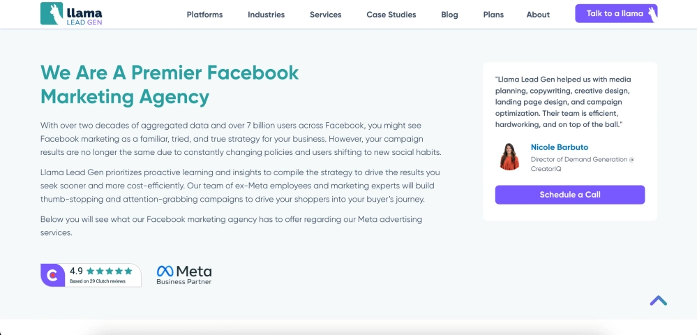 Llama Lead Gen Top Facebook Ads Agency for Lead Generation