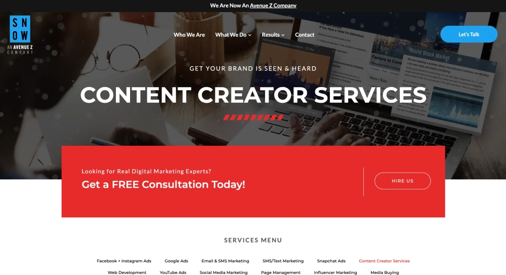 The Snow Agency Top Creative Content Marketing Agencies