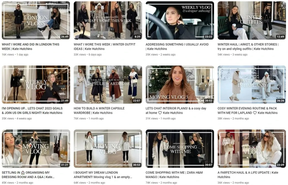 Top YouTube Lifestyle Vloggers in the UK Kate Hutchins