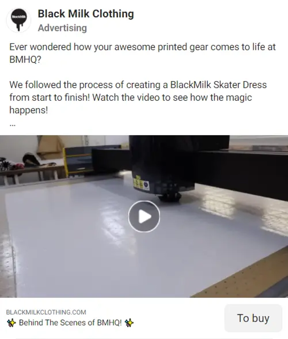 Black Milk Clothing Video Marketing Examples