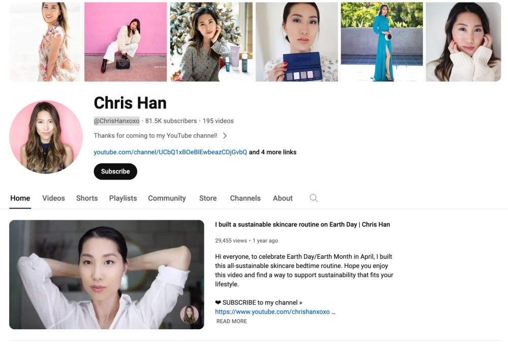 Chris Han Top YouTube Beauty Influencers in the U.S.