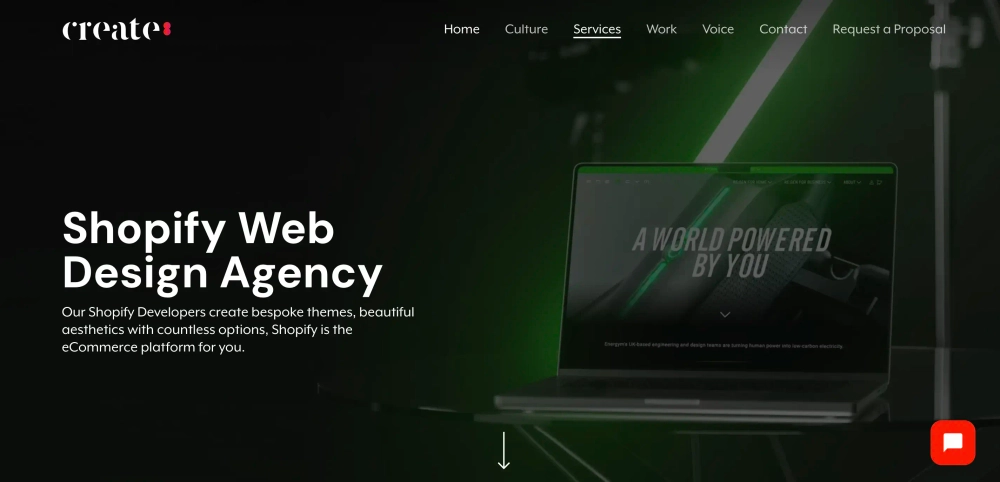 Create 8 - Shopify web design agency