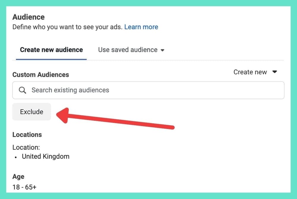 Excluding audiences on Facebook