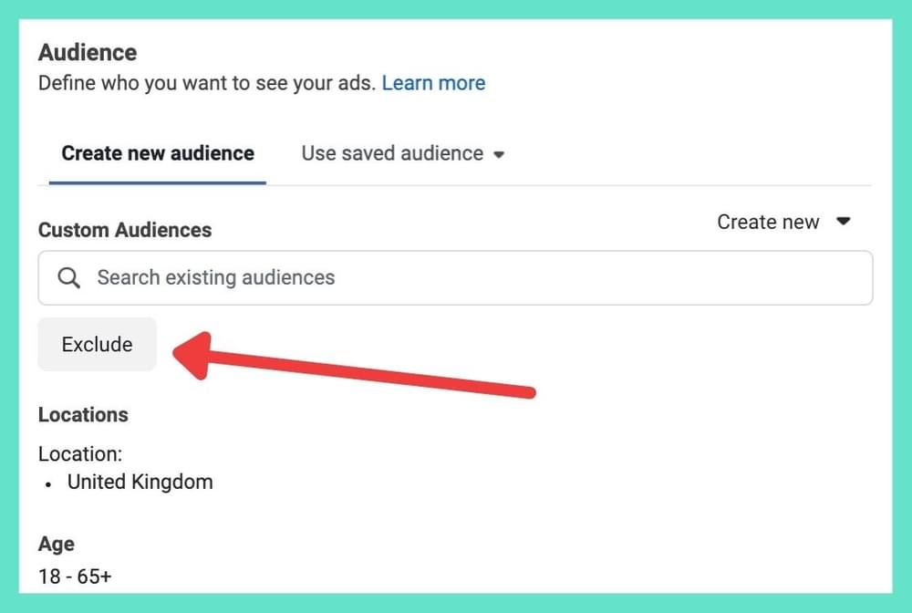 Excluindo audiências no Facebook
