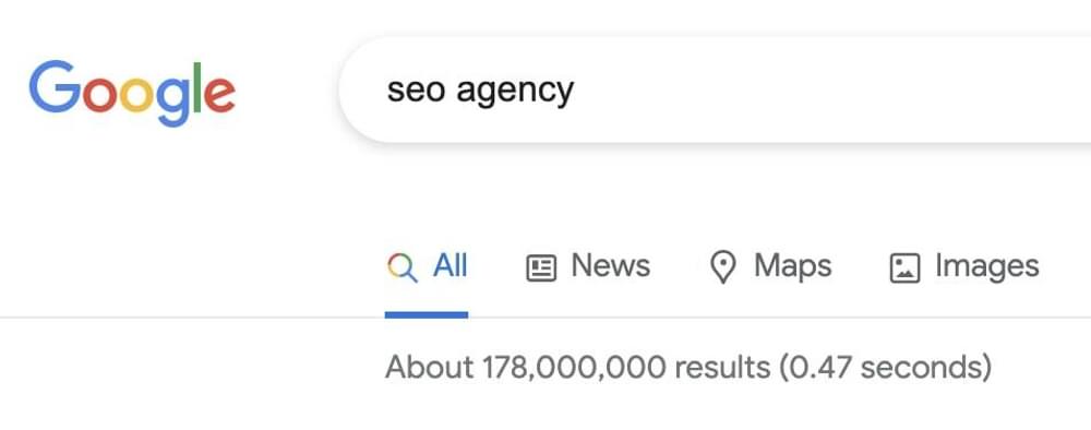 Google Search for an SEO Agency
