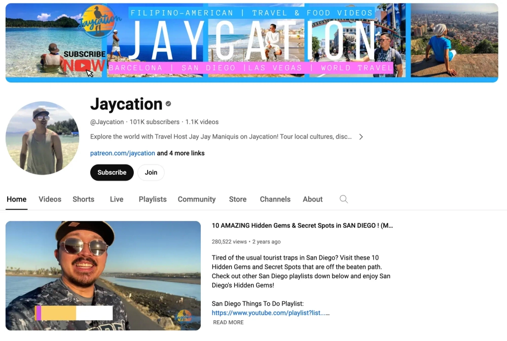 Jay Jay Maniquis Top YouTube Travel Influencers U.S.