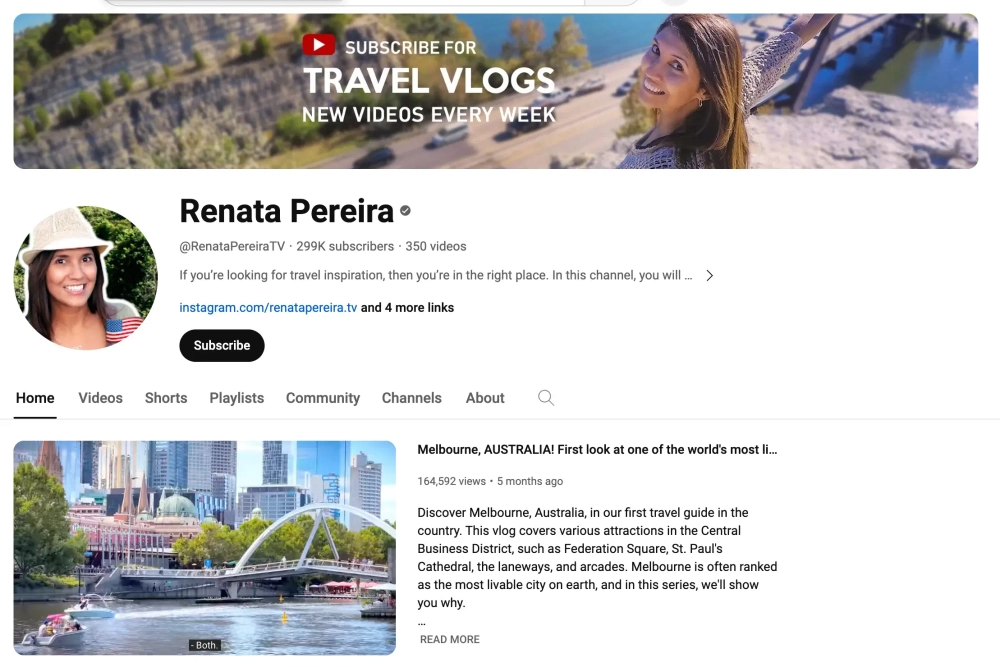 Renata Pereira Top YouTube Travel Influencers U.S.