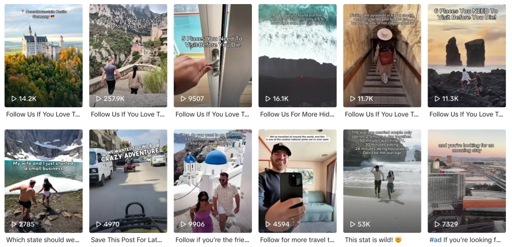 Trent & Sarah Anderson Top TikTok Travel Influencers U.S.