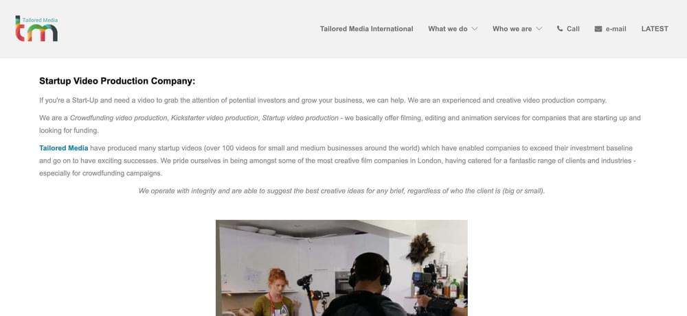 Videos for Startups by Tailored Media in London