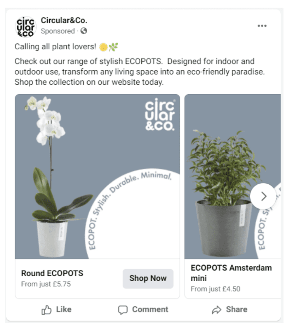 Facebook carousel ad examples