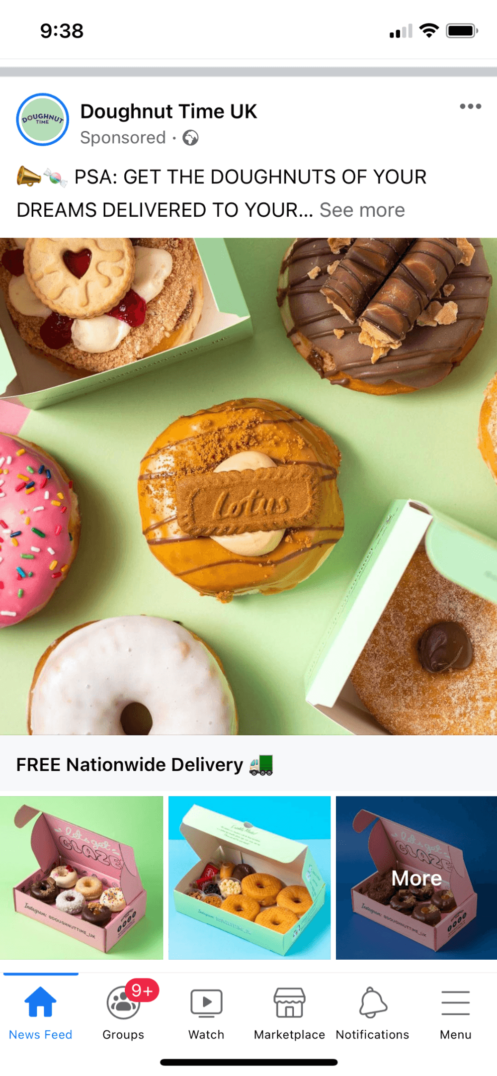 Facebook collection ad examples food brand