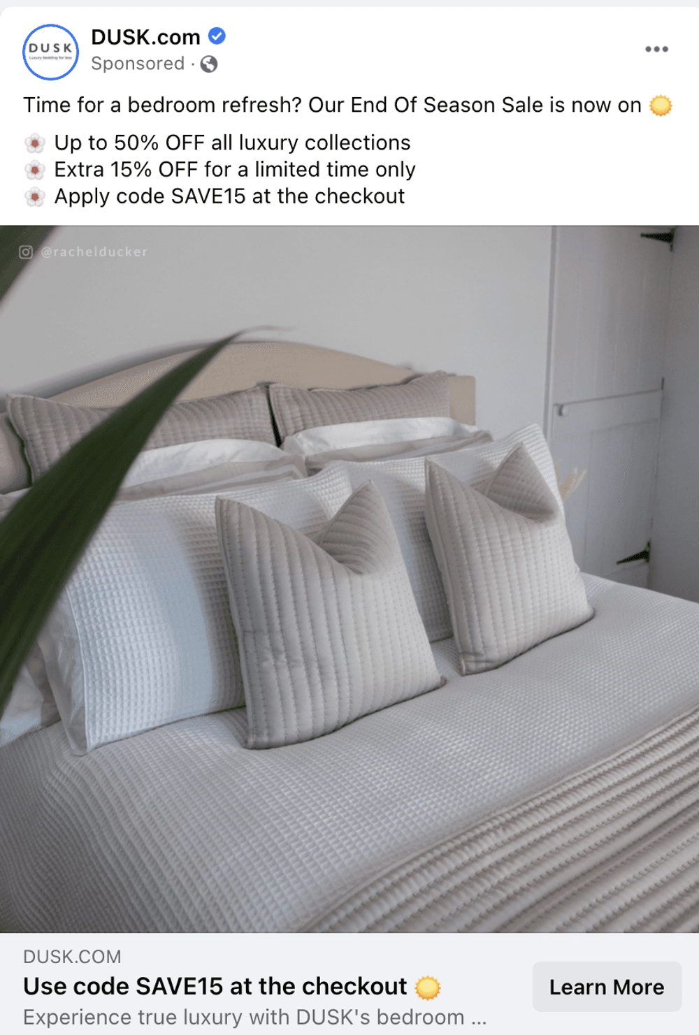 Facebook ad copy examples homeware brand