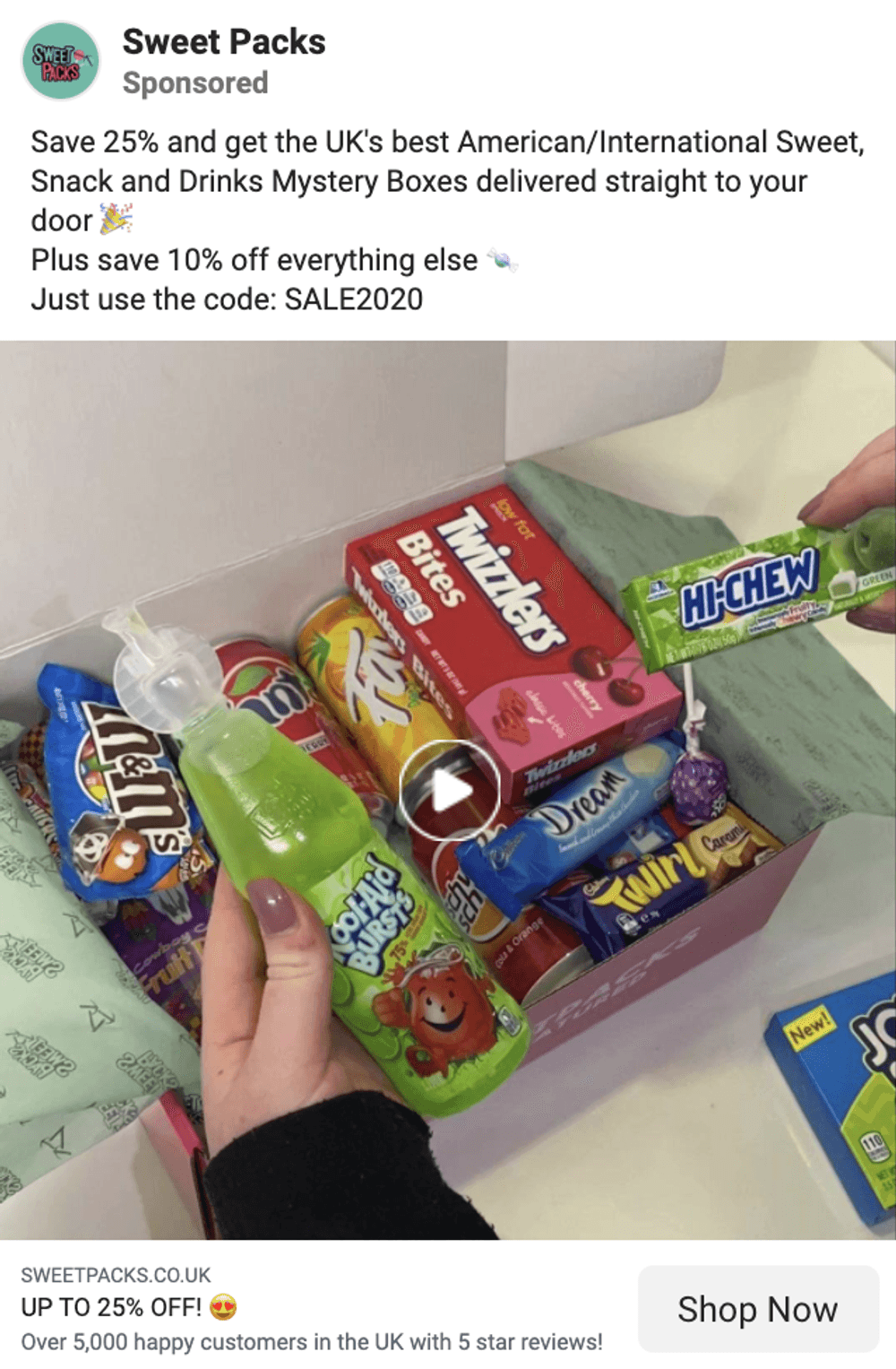 Facebook video ads food brand