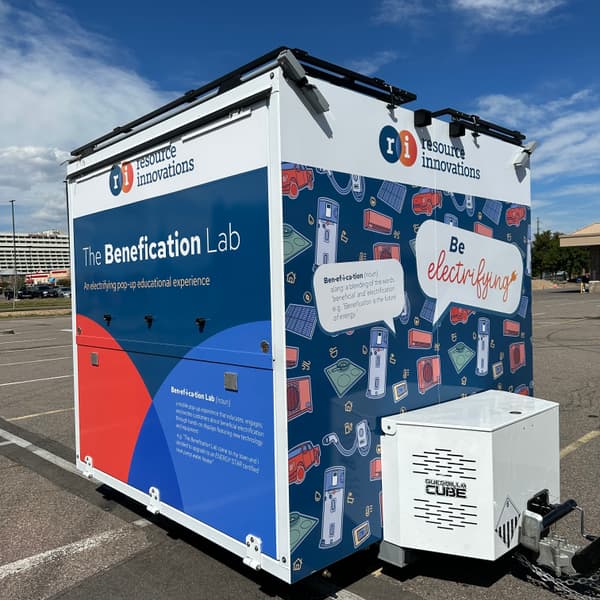 Resource Innovations' Benefication Lab boxed up and ready for travel