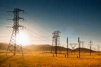 Field of electrical power lines in California USA