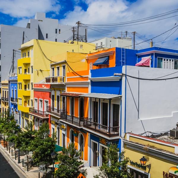 The colorful buildings of Recinto Sur street in Old Suan Juan