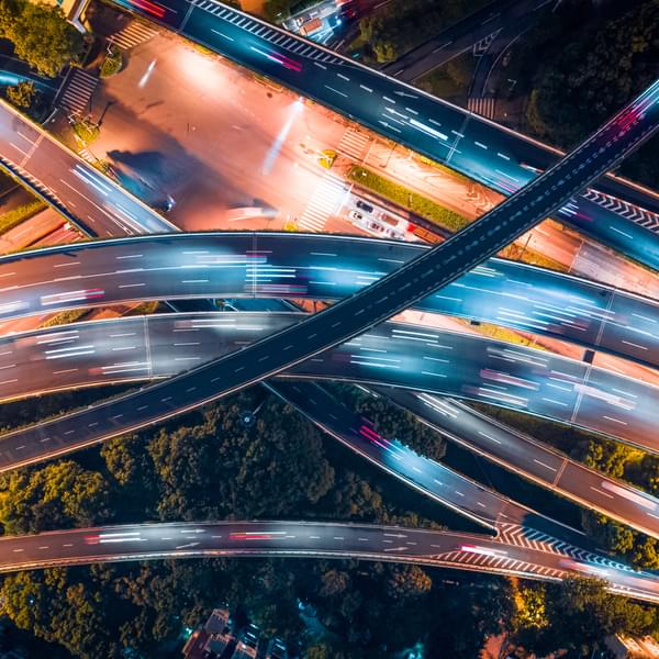 City overpass at night.