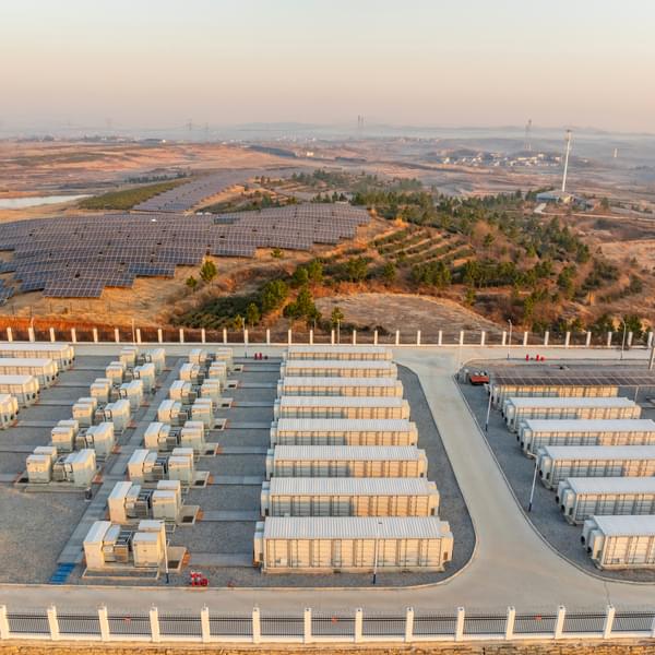 Energy storage power station in the morning.