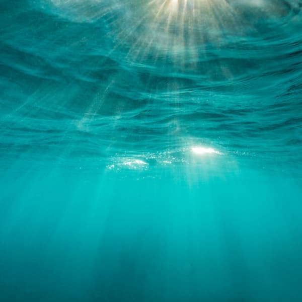 Sunlight shining through the ocean water.