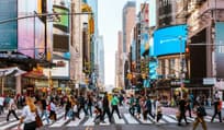 Crowds of people on the streets of New York City, USA