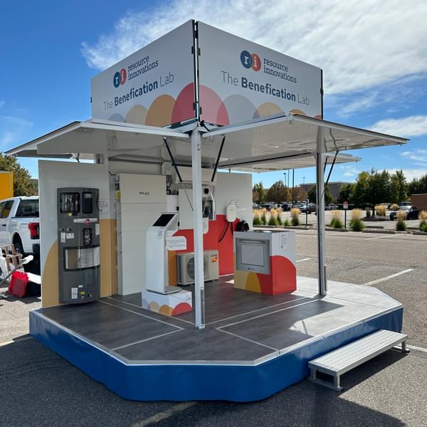 Resource Innovations' Benefication Lab setup outside on a sunny day