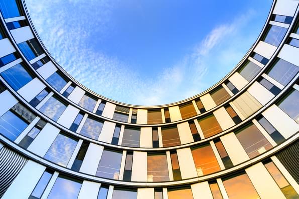 Low angle shot of modern high rise building