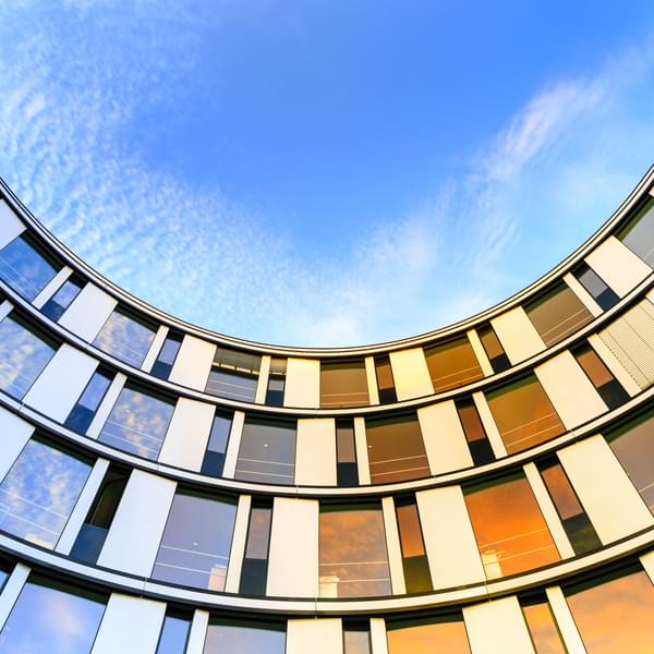 Low angle shot of modern high rise building