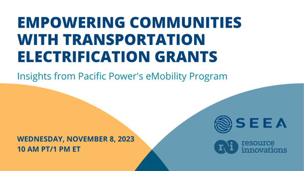Webinar graphic that reads "empowering communities with TE grants
