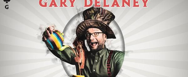 Gary Delaney pours a cup of tea from a brightly coloured teapot