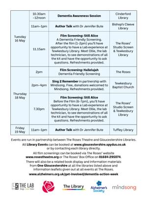 Dementia Action Week leaflet- Information about events coming up