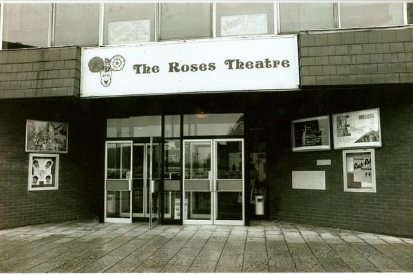 A sepia photo dating from the late 1970s of the entrance to The Roses Theatre