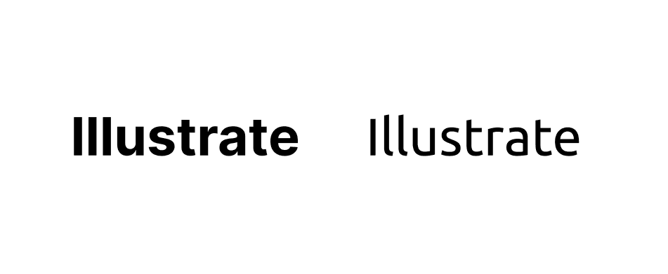 The word 'Illustrate' is written using Inter font on the left compared to the same word written using Ubuntu font on the right