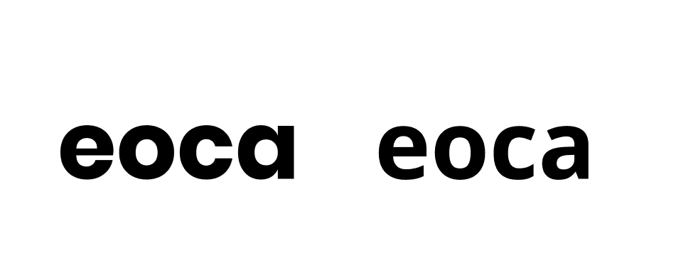 Lowercase letter E O C A written in Poppins on the left compared to lowercase letter E O C A written in Open Sans on the right