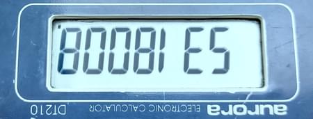 Calculator spelling the word boobies