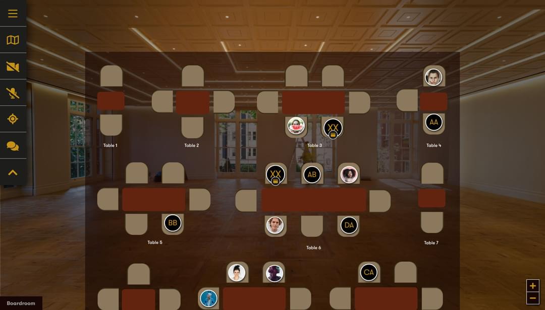 A map of tables to show where users can sit.
