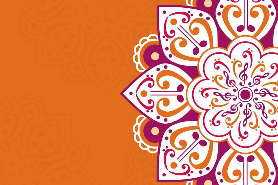 Orange background with rag and tal repeat pattern