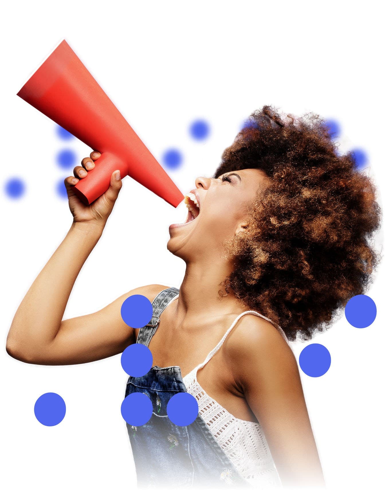 Woman shouting into megaphone