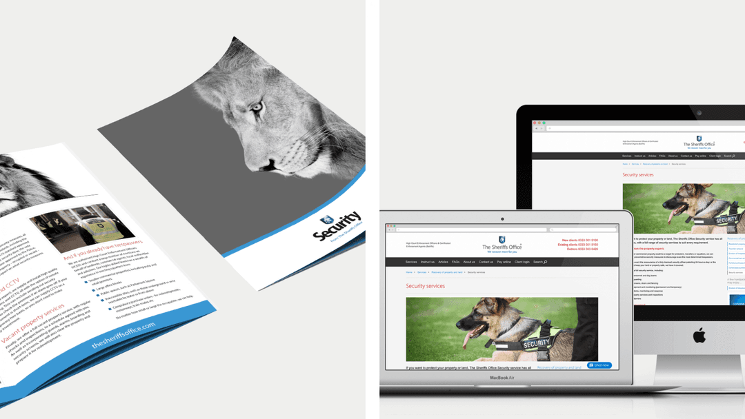 An image composite of The Sheriffs Office brochure and website