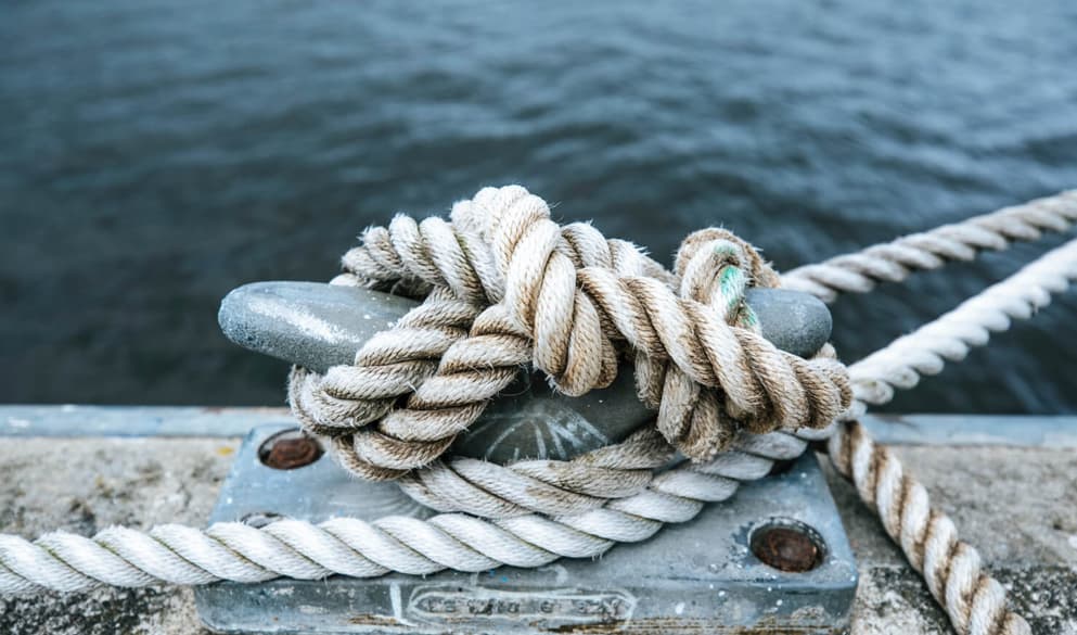 Maritime rope tied dock