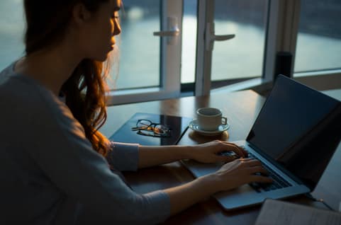 Laptop woman typing
