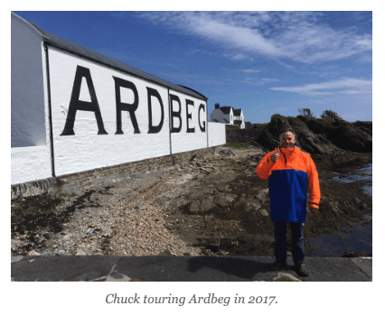 Chuck touring Ardbeg in 2017.