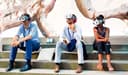Drei Museumsbesucher mit VR-Brillen