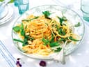 Spaghetti in Tomatensoße mit grünen Bohnen