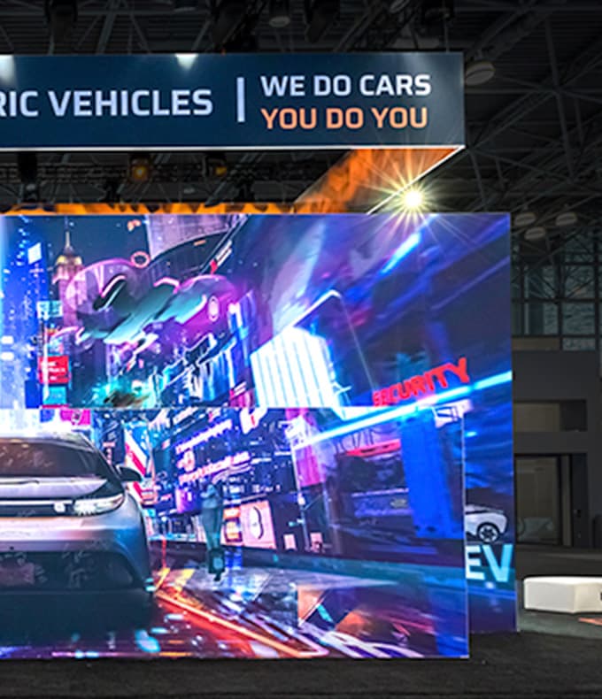 INDI EV LED wall at New York International Auto Show