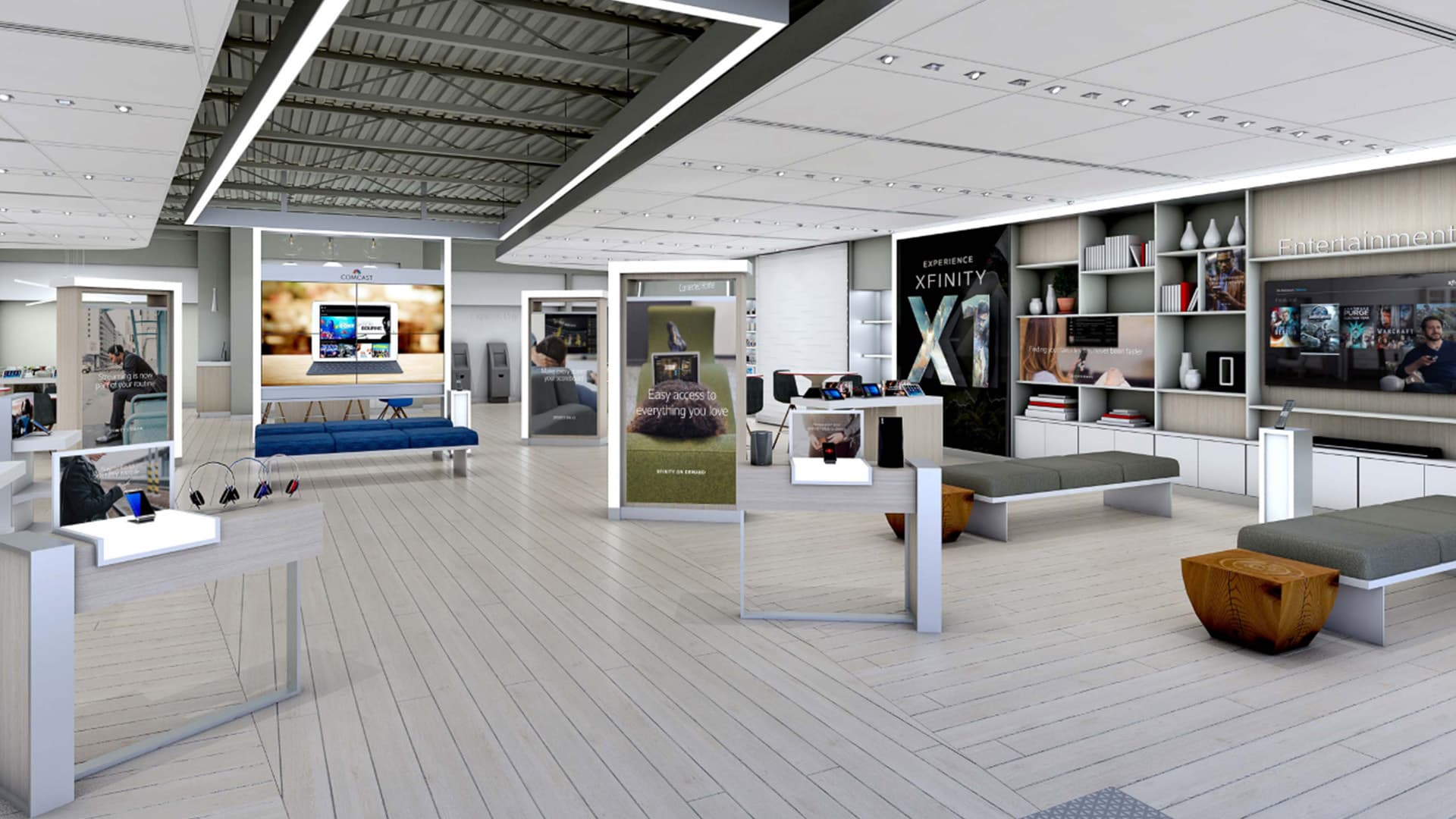 Comcast xfinity retail stores render to reality render