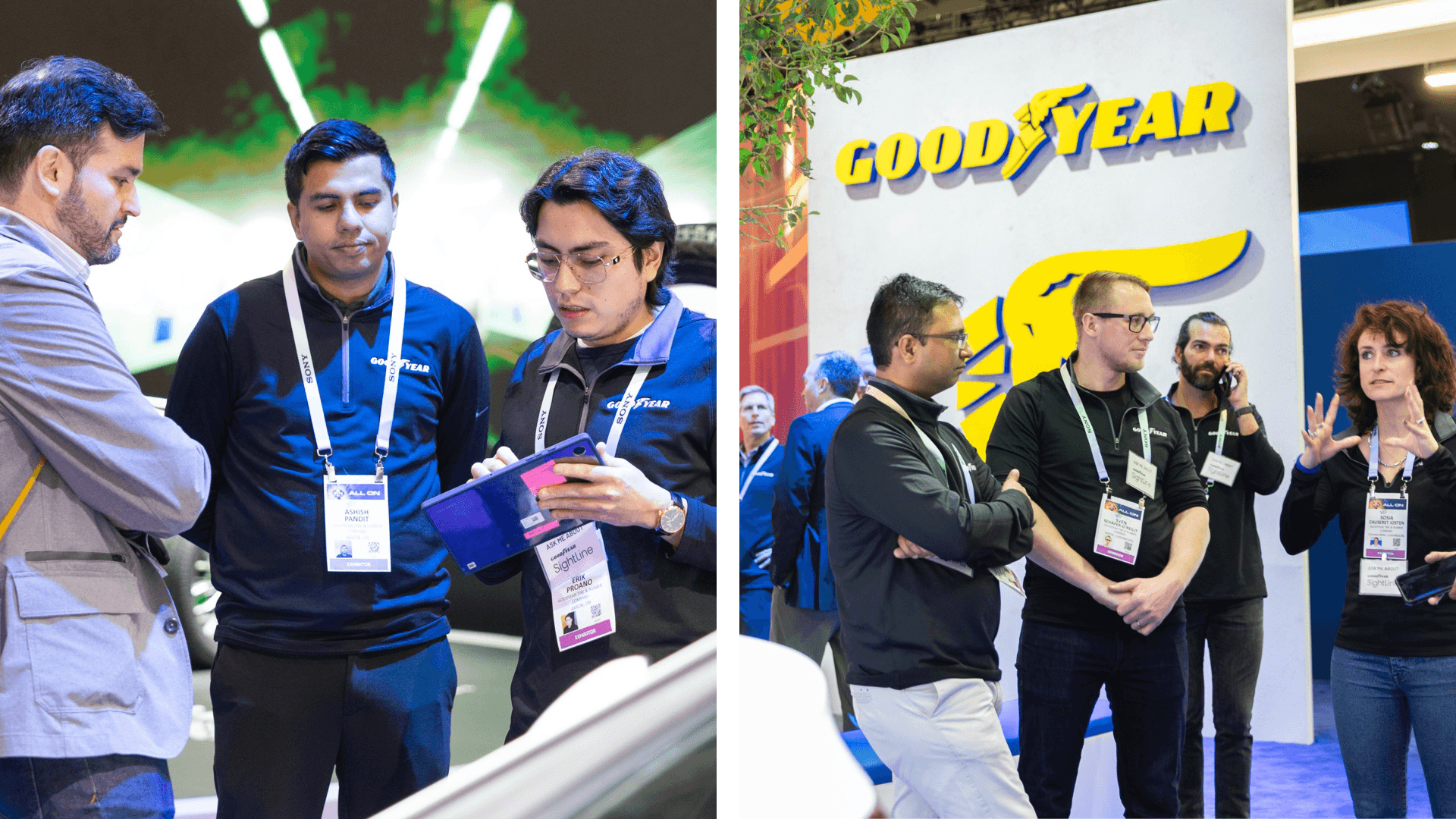 CES attendees at the Goodyear booth