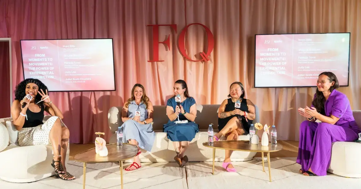 Senior marketing leaders from CultureCon, Kimberly-Clark, Sparks, Pinterest, and Q5 in panel discussion at FQ Beach, Cannes Lions 2026