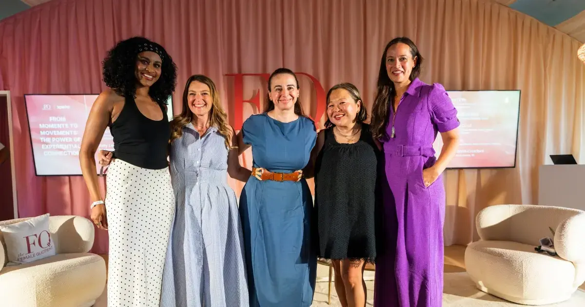 Panelists from CultureCon, Kimberly-Clark, Sparks, Pinterest, and Q5 at FQ Beach, Cannes Lions 2026: Imani Ellis, Patricia Corsi, Sheyna Bruckner, Judy Lee, and Juliet Scott-Croxford