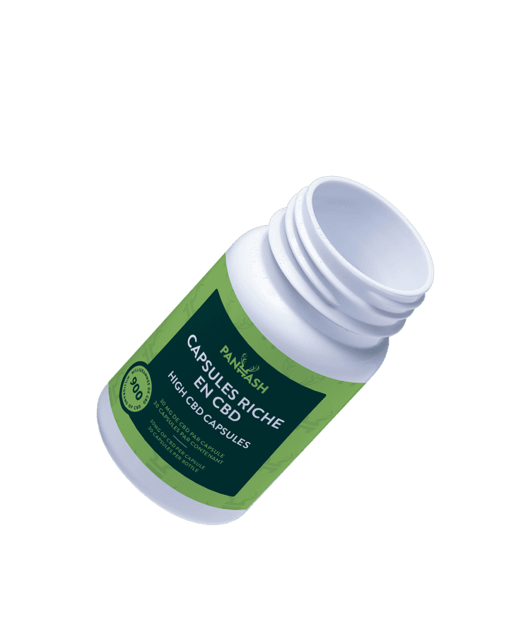 Panhash cbd capsules floating bottle